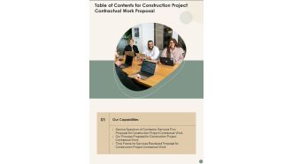Table Of Contents For Construction Project Contractual Work Proposal One Pager Sample Example Document