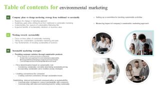 Table Of Contents For Environmental Marketing Slides PDF