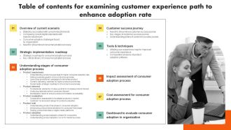 Table Of Contents For Examining Customer Experience Path To Enhance Adoption Rate Brochure PDF