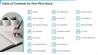 Table Of Contents For Firm Pitch Deck Graphics PDF