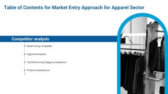 Table Of Contents For Market Entry Approach For Apparel Sector Slide Mockup PDF