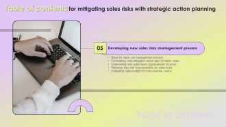 Table Of Contents For Mitigating Sales Risks With Strategic Action Planning Pictures PDF