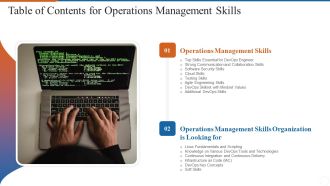 Table Of Contents For Operations Management Skills Background PDF