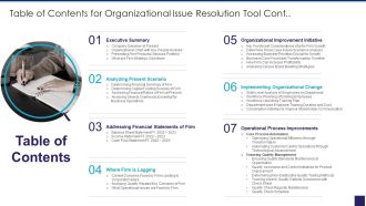 Table Of Contents For Organizational Issue Resolution Tool Cont Professional PDF