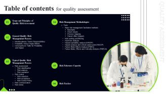 Table Of Contents For Quality Assessment Sample PDF