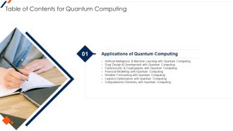 Table Of Contents For Quantum Computing Ppt Slide Ppt Icon Skills PDF