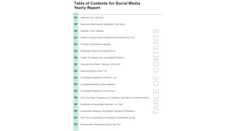 Table Of Contents For Social Media Yearly Report One Pager Documents