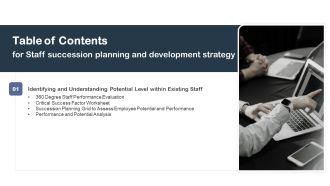Table Of Contents For Staff Succession Planning And Development Strategy Rules Template PDF