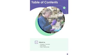 Table Of Contents Genetic Science Research Proposal One Pager Sample Example Document