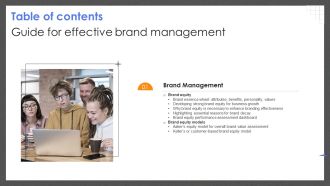 Table Of Contents Guide For Effective Brand Management Demonstration PDF