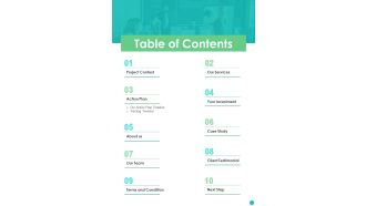 Table Of Contents House Safety Gadget Installment Proposal One Pager Sample Example Document