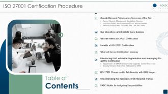 Table Of Contents ISO 27001 Certification Procedure Graphics PDF