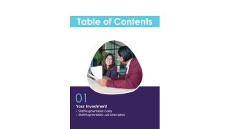 Table Of Contents IT Outsourcing Services One Pager Sample Example Document