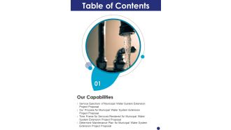 Table Of Contents Municipal Water System Extension Project Proposal One Pager Sample Example Document