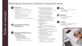 Table Of Contents Omnichannel Services Solution In Financial Sector Infographics PDF