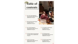 Table Of Contents Opex Procedure Improvement Proposal One Pager Sample Example Document