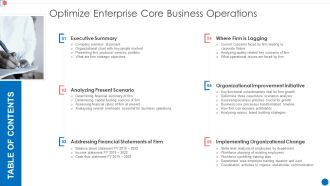 Table Of Contents Optimize Enterprise Core Business Operations Introduction PDF