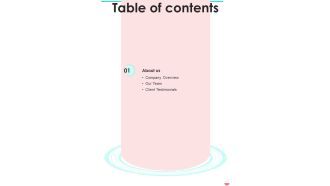 Table Of Contents Proposal For Data Analysis Project One Pager Sample Example Document