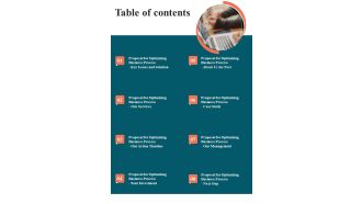 Table Of Contents Proposal For Optimizing Business Process One Pager Sample Example Document
