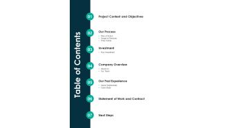 Table Of Contents Proposal For Scientific Conference One Pager Sample Example Document