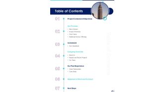 Table Of Contents Proposal To Setting Up Production Factory One Pager Sample Example Document