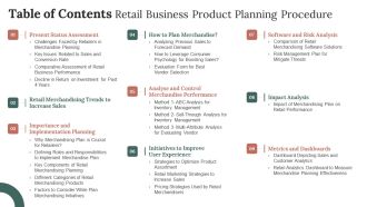 Table Of Contents Retail Business Product Planning Procedure Sample PDF