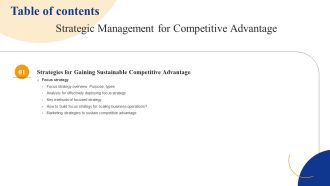 Table Of Contents Strategic Management For Competitive Advantage Slide Template PDF