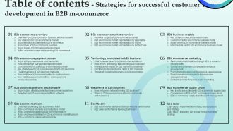 Table Of Contents Strategies For Successful Customer Base Development In B2b M Commerce Inspiration PDF