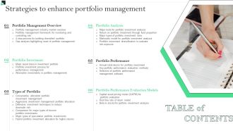 Table Of Contents Strategies To Enhance Portfolio Management Template PDF