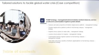 Table Of Contents Tailored Solutions To Tackle Global Water Crisis Case Competition Slide Formats PDF