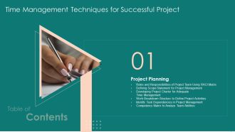 Table Of Contents Time Management Techniques For Successful Project Slide Demonstration PDF