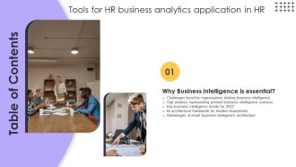 Table Of Contents Tools For HR Business Analytics Application In HR Ppt Styles Inspiration PDF