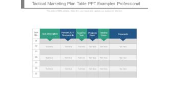 Tactical Marketing Plan Table Ppt Examples Professional