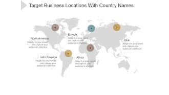 Target Business Locations With Country Names Ppt PowerPoint Presentation Layouts