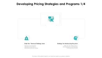 Target Market Strategy Developing Pricing Strategies And Programs Ppt Styles Template PDF