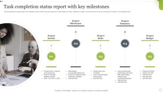 Task Completion Status Report With Key Milestones Download PDF