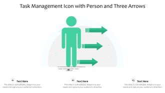 Task Management Icon With Person And Three Arrows Ppt Layouts Picture PDF