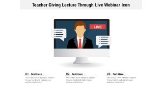 Teacher Giving Lecture Through Live Webinar Icon Ppt PowerPoint Presentation Inspiration Elements PDF