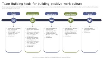 Team Building Tools For Building Positive Work Culture Guidelines PDF