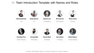 Team Introduction Template With Names And Roles Ppt PowerPoint Presentation Professional Design Templates