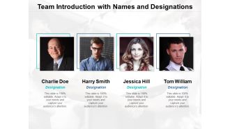Team Introduction With Names And Designations Ppt Powerpoint Presentation Model Files