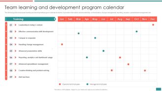 Team Learning And Development Program Calendar Building Efficient Workplace Performance Pictures PDF