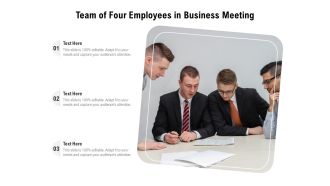 Team Of Four Employees In Business Meeting Ppt PowerPoint Presentation Icon Example PDF