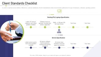 Technology Facility Maintenance And Provider Client Standards Checklist Ppt Pictures Slides PDF