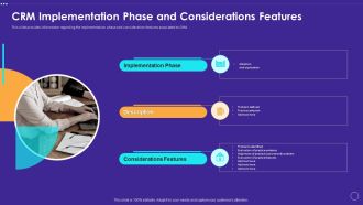 Technology Transformation Toolkit To Enhance Customer Service CRM Implementation Phase And Considerations Features Guidelines PDF