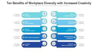 Ten Benefits Of Workplace Diversity With Increased Creativity Ppt PowerPoint Presentation File Deck PDF