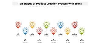 Ten Stages Of Product Creation Process With Icons Ppt PowerPoint Presentation File Brochure PDF