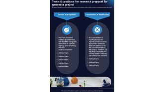 Terms And Conditions For Research Proposal For Genomics Project One Pager Sample Example Document