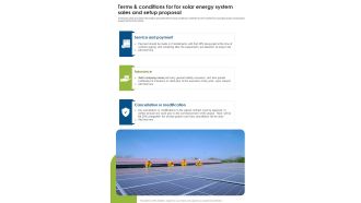 Terms And Conditions For Solar Energy System Sales And Setup One Pager Sample Example Document