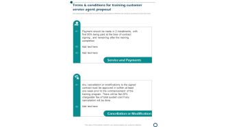 Terms And Conditions For Training Customer Service Agent Proposal One Pager Sample Example Document